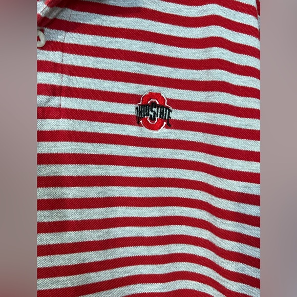 Ohio State Buckeyes Red & Gray Striped Large Polo Shirt CS Crable Sportswear - Picture 4 of 10